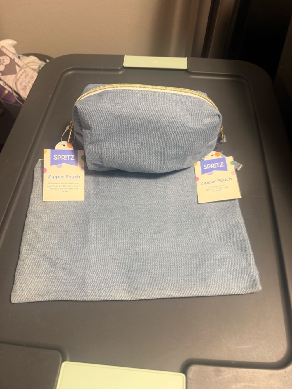 Spritz Light Blue Zipper Pouch Set - 2pc